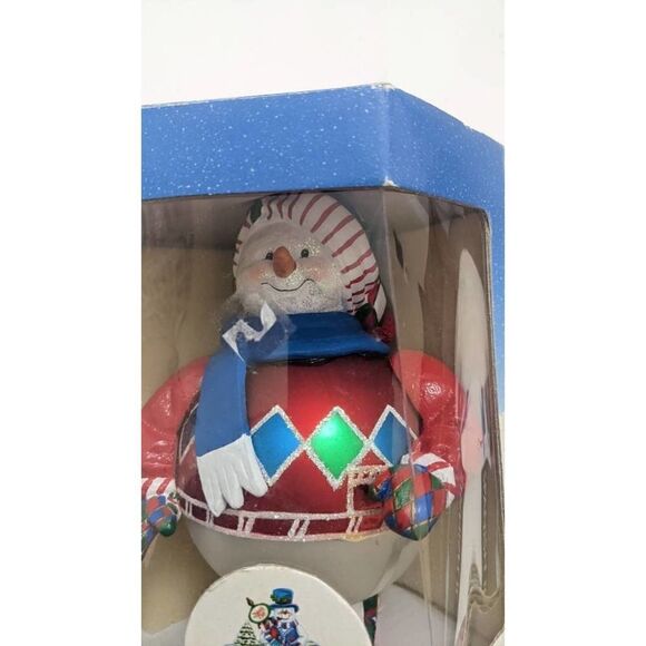 Santa's Best North Pole Snowmen Mouth Blown Glass Ornament Vintage 90s - Picture 2 of 6